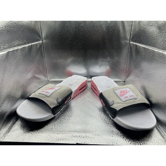 NIKE AIR MAX 90 SLIDES WHITE ROSE‎ PINK SMOKE Sz 15 BQ4635 100 LIGHT INFRARED